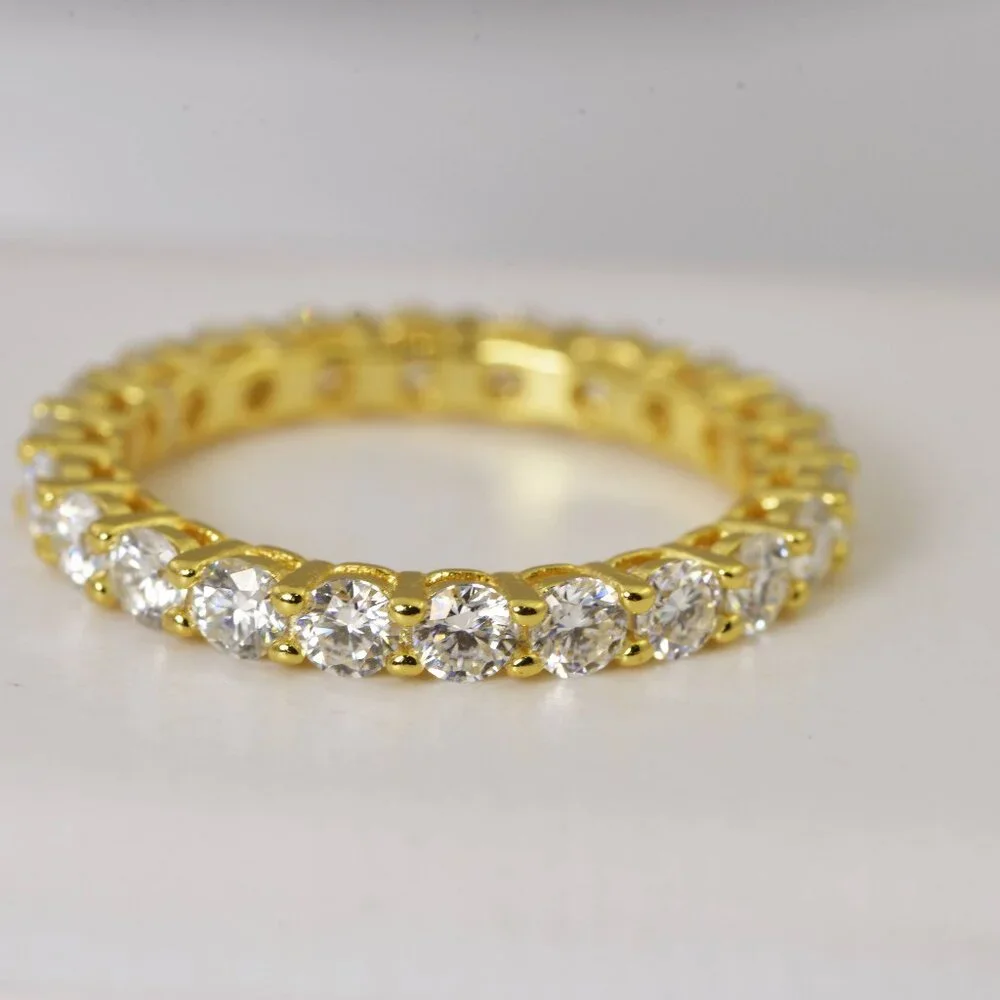 Moissanite 3mm Full Eternity Band Ring 925 Sterling